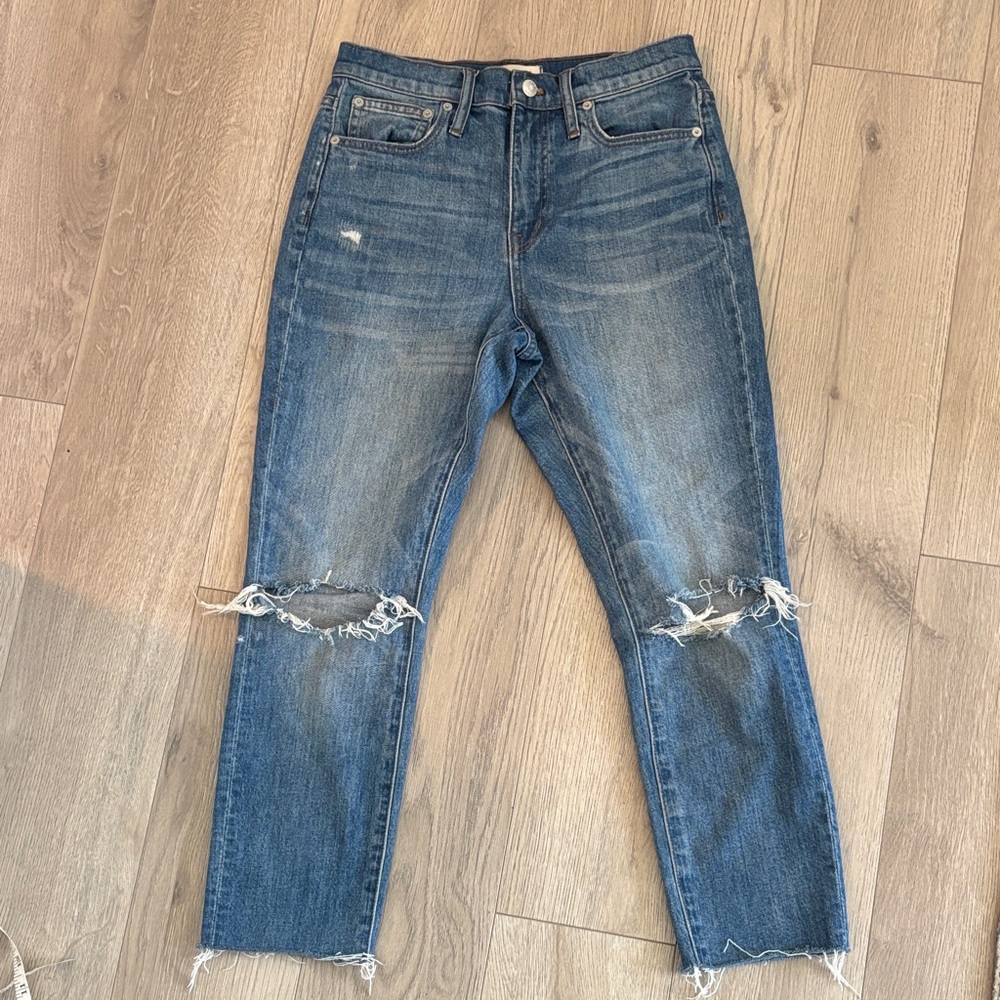 Madewell Distressed Blue Ankle Jeans